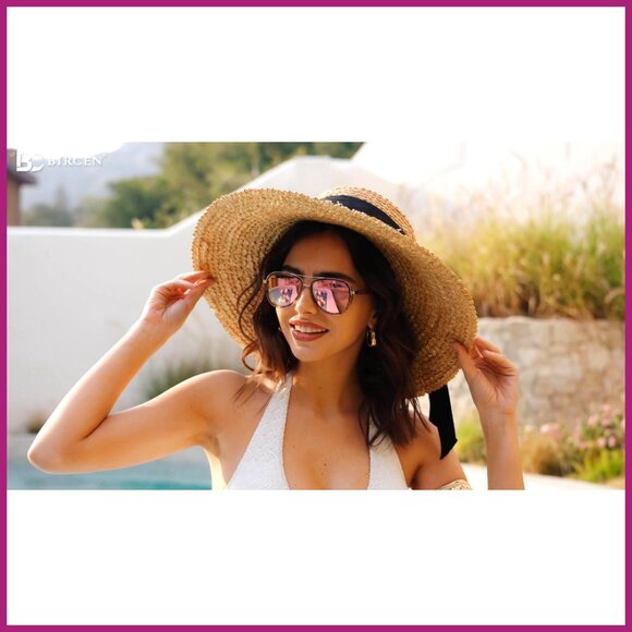 Polarized Sunglasses with Acetate Frame, Mirrored Lenses, UV400 Protection